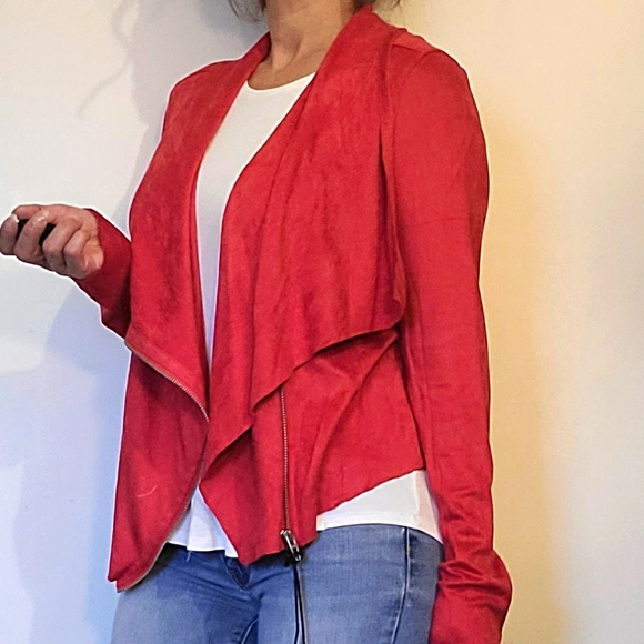 BLANK NYC faux suede long sleeve red jacket - Picture 2 of 7